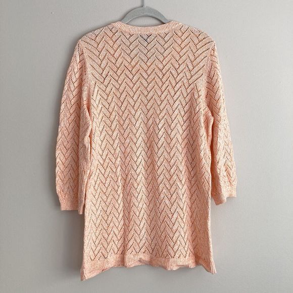 Talbots Womens Plus Open Knit 3/4 Sleeve Sweater Peach Size 1X Cotton Linen - Picture 6 of 7